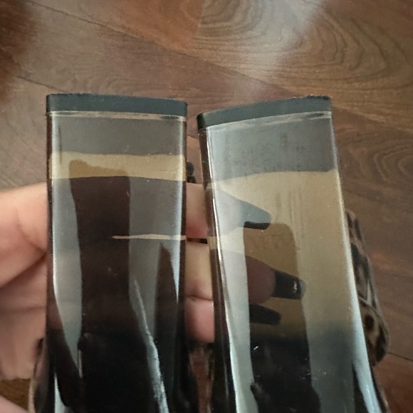 ZARA: ANIMAL PRINT VINYL HIGH HEELED MULES; LEOPARD; SIZE 7.5/EU 38 - Picture 9 of 11